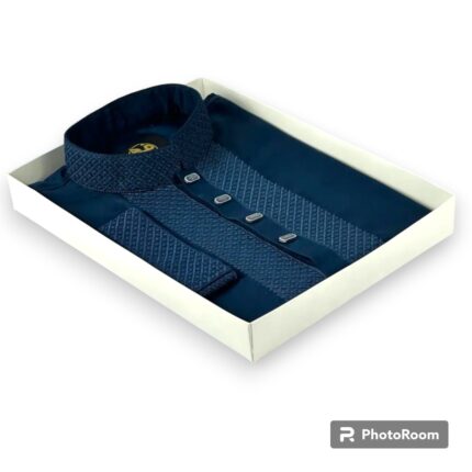 Embroidered Panjabi – Ocean Blue